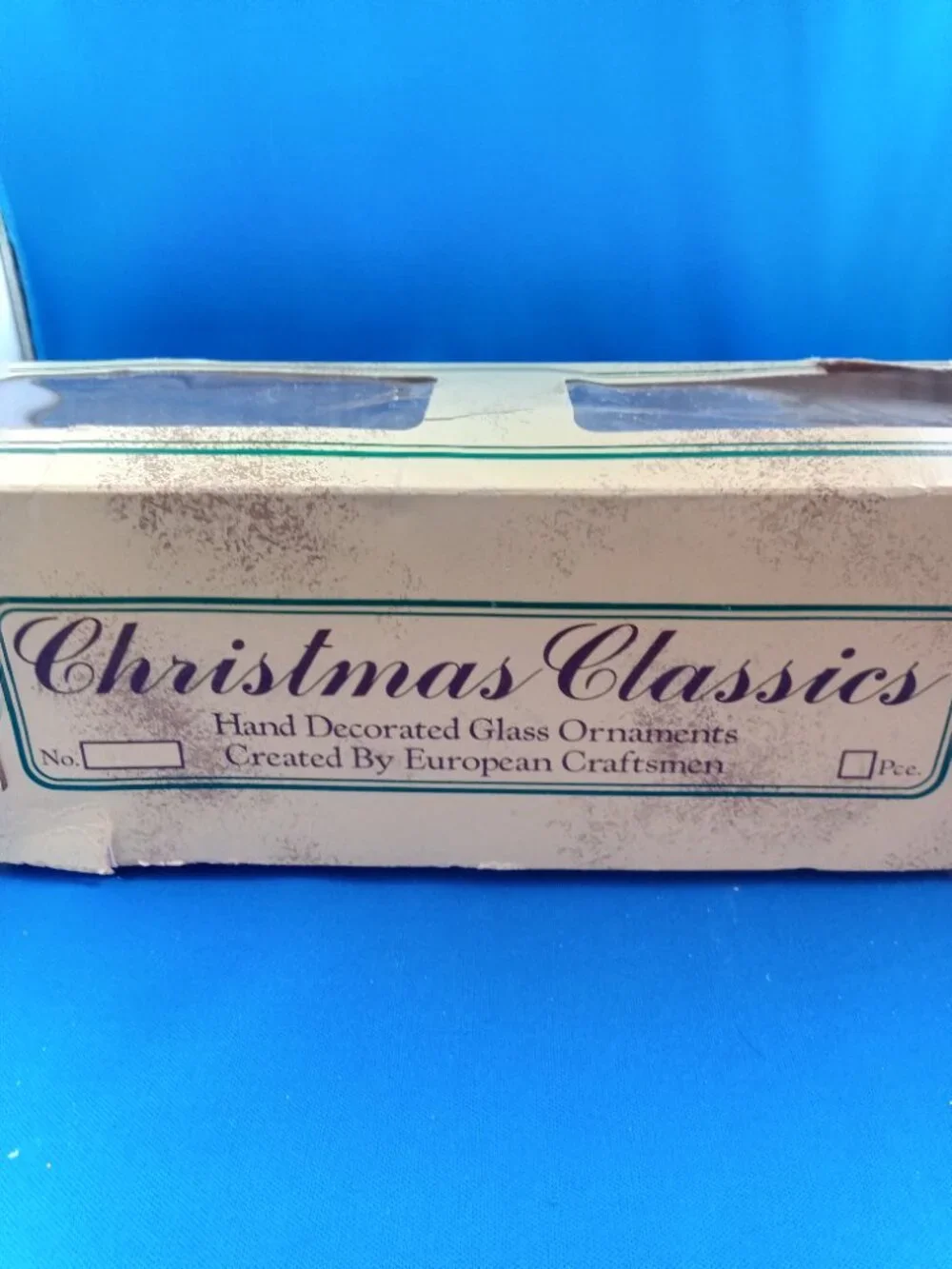 Vintage glass finial Christmas tree topper frosted white with gold glitter swirl